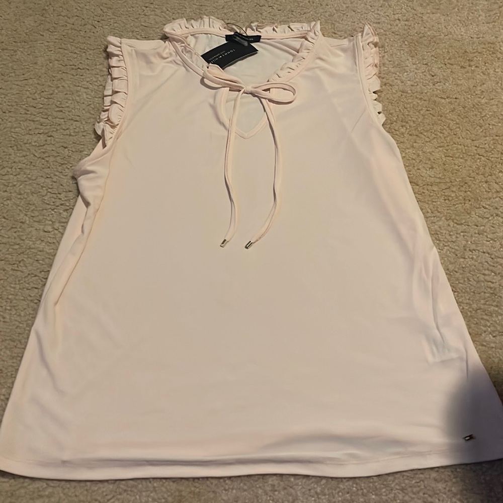 Tommy Hilfiger sleeveless soft pink top can be worn with jeans or work top